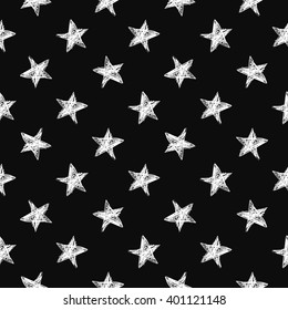Seamless Pattern With Hand Drawn Stars.