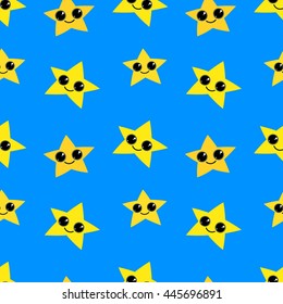 Seamless pattern with hand drawn stars on  background. Sky background. Vector illustration.