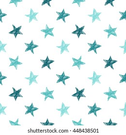 Patrón Sin Marea Con Estrellas Dibujadas A Mano.