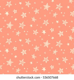 Seamless pattern with hand drawn stars. Scandinavian style. Cute holiday background, birthday invitations, wrapping paper, wallpaper, fashion textile. Surface design. Vector illustration.