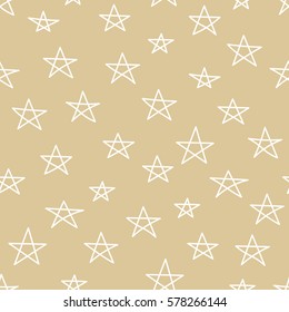Seamless pattern with hand drawn stars on  background. Sky background. Vector illustration.