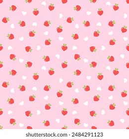 Seamless pattern with hand drawn strawberries. Background for textile, wrapping paper, fashion, illustration.