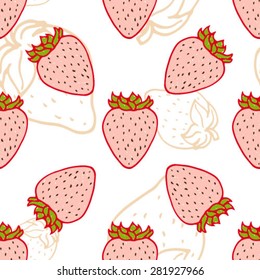Seamless pattern with hand drawn strawberries. Vector illustration.