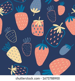 Seamless Pattern - Hand Drawn Strawberry, vector illustration