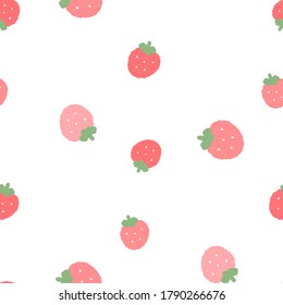 Seamless Pattern Hand Drawn Strawberry Design on White Background