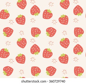 Seamless pattern with hand drawn strawberry fruit, vector illustration
