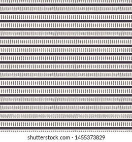 Seamless pattern. Hand drawn stripes background. Stylish traditional broken horizontal pinstripe. Black white holiday all overprint paper. Festive gift wrapping paper yule illustration. Vector swatch
