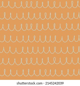 Seamless pattern with hand drawn stripes on caramel background. Waves digital background for kids fabric, textile and scrapbook paper.