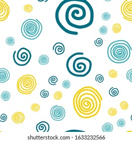 seamless pattern in hand drawn style with spirals in organic colors. Textured print, Wallpaper, home decor, spring summer fashion fabric, textile, invitation background, paper