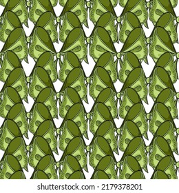 Seamless pattern Hand drawn style simple green color bow tie vector illustration sketch design on green background