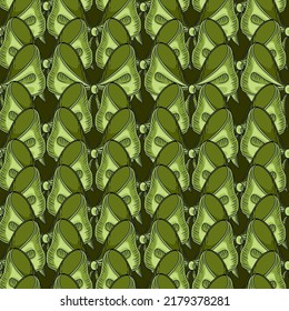 Seamless pattern Hand drawn style simple green color bow tie vector illustration sketch design on green background