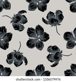 Seamless pattern with hand drawn stylized sakura