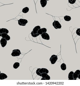 Seamless pattern with hand drawn stylized lunaria