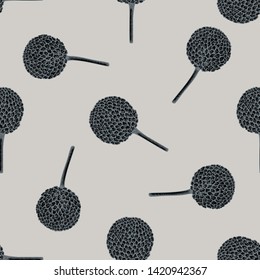 Seamless pattern with hand drawn stylized craspedia