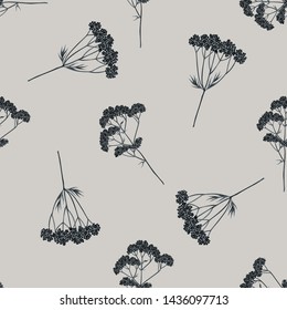 Seamless pattern with hand drawn stylized valerian