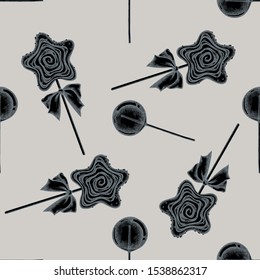 Seamless pattern with hand drawn stylized lollipop, lollipop