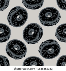 Seamless pattern with hand drawn stylized donut