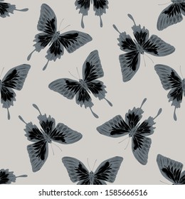 Seamless pattern with hand drawn stylized papilio ulysses