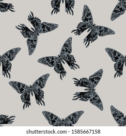 Seamless pattern with hand drawn stylized urania rhipheus