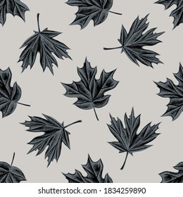 Seamless pattern with hand drawn stylized maple
