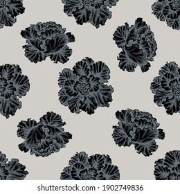 Seamless pattern with hand drawn stylized decorative cabbage