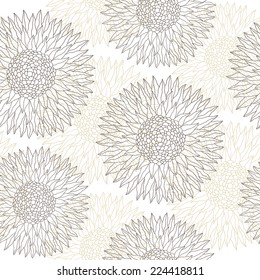Seamless pattern with hand drawn sunflowers