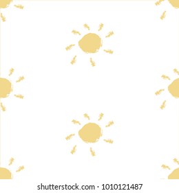 Seamless pattern with hand drawn suns on white background. Vector Illustration