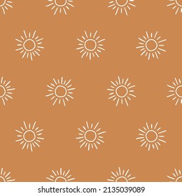 Seamless pattern with hand drawn suns