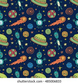 Seamless pattern with hand drawn sweets and candies. Vector collection