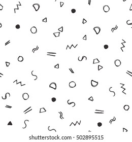 Seamless pattern with hand drawn symbols