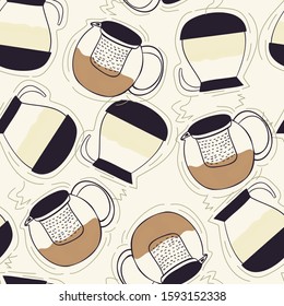 seamless pattern with hand drawn teapot. creative designs for fabric, wrapping, wallpaper, textile, apparel. vector illustration