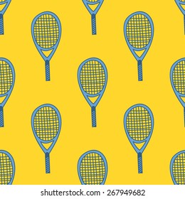 Seamless Pattern With Hand Drawn Tennis Racket