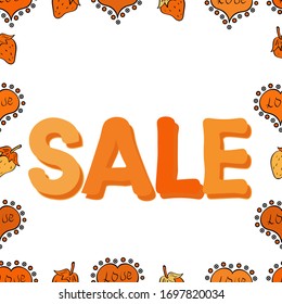 Seamless pattern. Hand Drawn Text on Bright Colorful Background. Summer Sale Banner Design. Vector Advertising Illustration on black, orange and white colors.