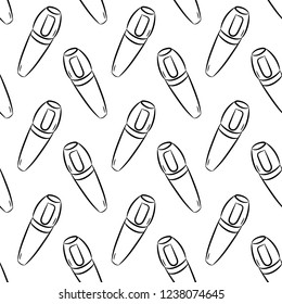 Seamless pattern hand drawn textmarker. Doodle black sketch. Sign symbol. Decoration element. Isolated on white background. Flat design. Vector illustration.