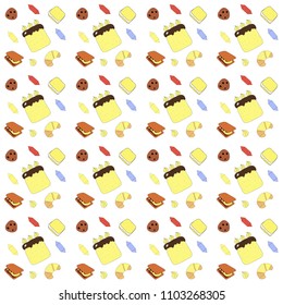 Seamless pattern hand drawn texture. Sweet world. Design for  banner, card, placard, brochure, web.