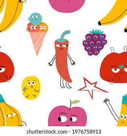 Seamless pattern and hand drawn texture. Cute colored doodle illustrations.Hand drawn trendy vector illustrations for print.