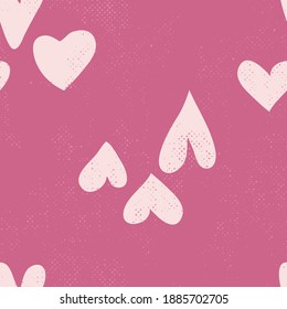 Seamless pattern with hand drawn textured hearts. Funny and cute romantic vector background perfect for scrapbooking, textile, wrapping paper, stationery or greeting card on St Valentine’s Day