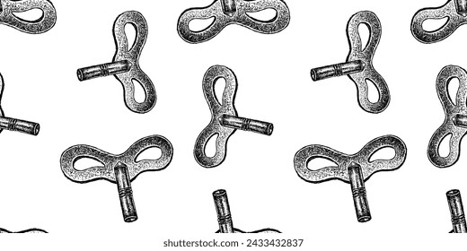 Patrón inconsútil de las llaves de metal texturizadas dibujadas a mano, fondo del vector, papel, textil, papel pintado