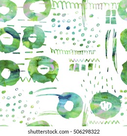 Seamless pattern with hand drawn textures. Watercolor background.