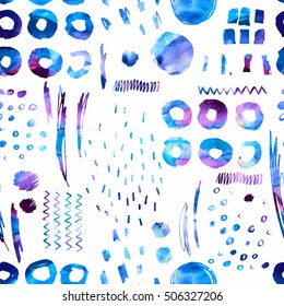 Seamless pattern with hand drawn textures. Watercolor background.