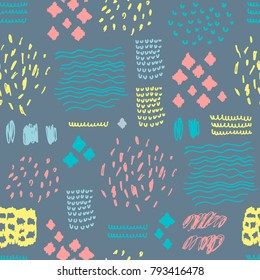 Seamless pattern with hand drawn textures.