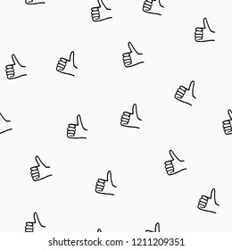 Seamless pattern with hand drawn  thumbs up