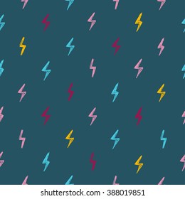 Seamless pattern with hand drawn thunderbolt. Can be used for wallpaper, pattern fills, web page background, surface textures.