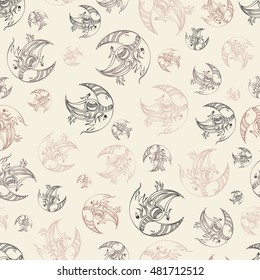Seamless pattern with hand drawn toucan on pastel colors