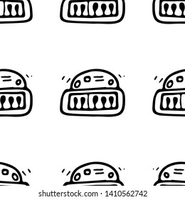 Seamless pattern Hand drawn toy piano doodle. Sketch children's toy icon. Decoration element. Isolated on white background. Vector illustration.