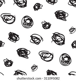 Seamless pattern. Hand drawn trendy  ink polka dots.
