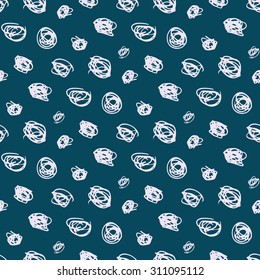 Seamless pattern. Hand drawn trendy  ink polka dots.