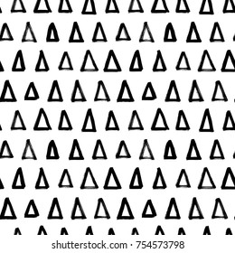 Seamless pattern with hand drawn triangles. Hand drawn ink illustration. Seamless vector pattern. Design for wrapping paper. Abstract geometric pattern.