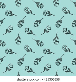 Seamless pattern with hand drawn tulip. Vector illustration