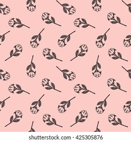Seamless pattern with hand drawn tulip. Vector illustration